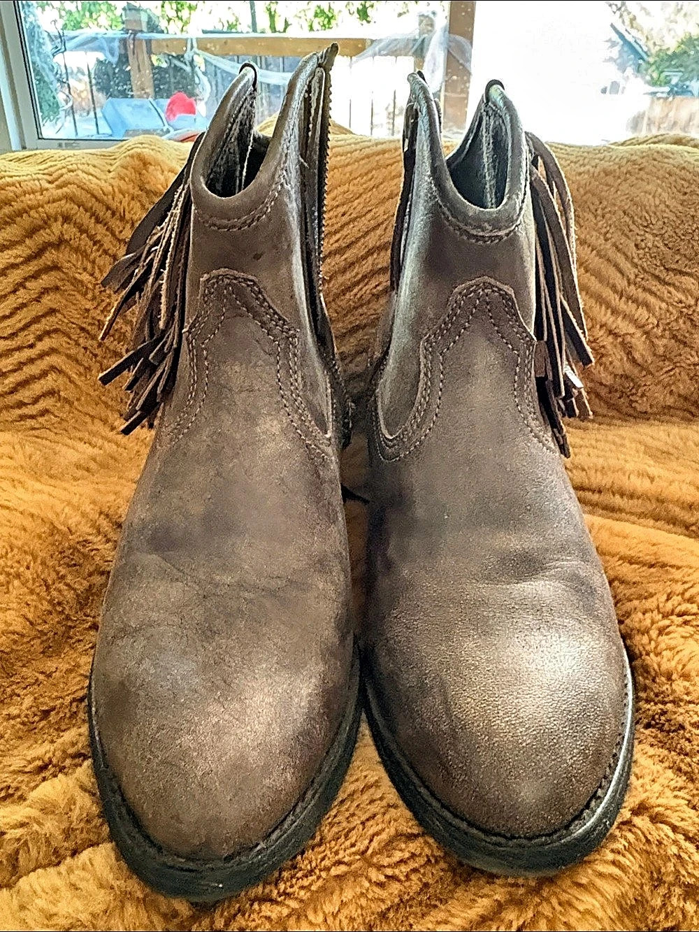 Ariat Duchess Western Boot Fringe Ankle Boots Brown US 7.5B
